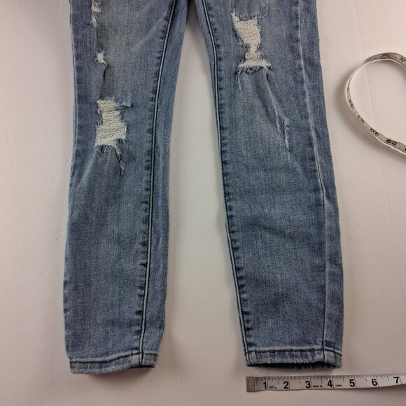 Judy Blue Control Top Skinny Jeans Women's Size 3/26 Light Wash Distressed - Picture 3 of 8